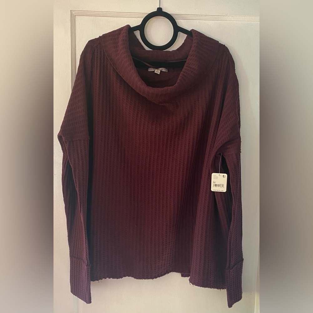 NW FREE PEOPLE JUICY LONG SLEEVE COWL NECK THERMAL TOP SIZE MEDIUM IN DATE NIGHT
